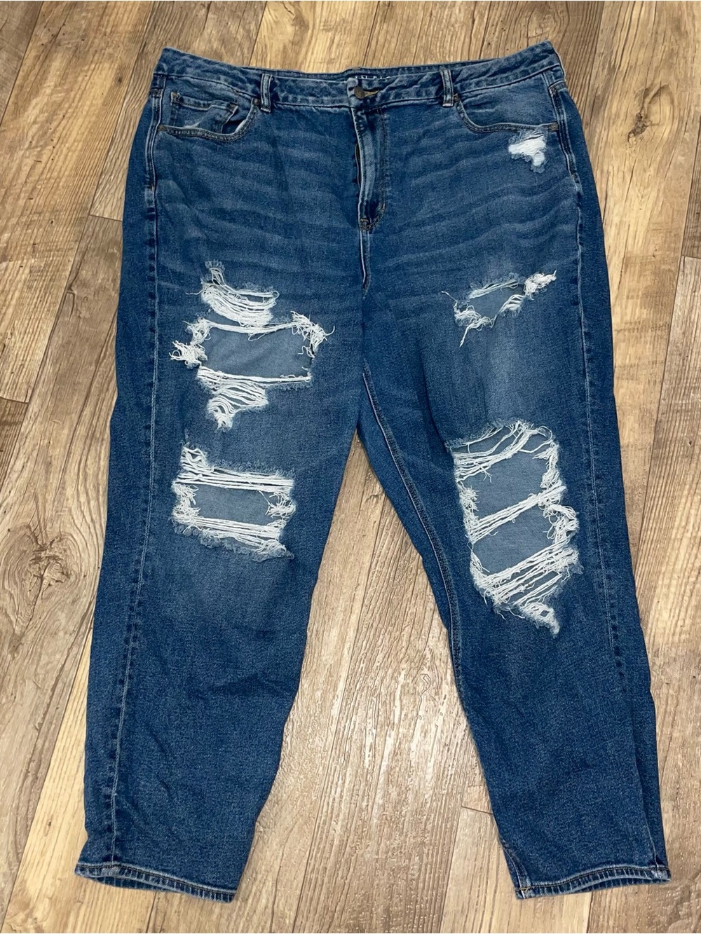 American Eagle Dark Blue Ripped Boyfriend Jeans